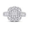 14k White Gold Womens Baguette Diamond Cluster Ring 1 Cttw