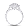 14k White Gold Womens Baguette Diamond Cluster Ring 1 Cttw