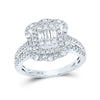 14k White Gold Womens Baguette Diamond Cluster Ring 1 Cttw