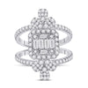 14k White Gold Womens Round Diamond Negative Space Cluster Fashion Ring 1-1/2 Cttw