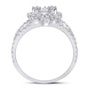 14k White Gold Womens Round Diamond Negative Space Cluster Fashion Ring 1-1/2 Cttw