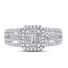 14k White Gold Womens Baguette Diamond Square Cluster Ring 3/4 Cttw