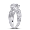 14k White Gold Womens Baguette Diamond Square Cluster Ring 3/4 Cttw