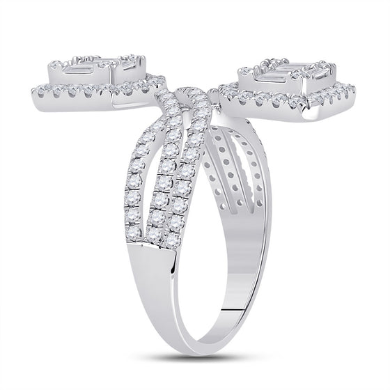 14k White Gold Womens Baguette Diamond Fashion Ring 1-1/2 Cttw