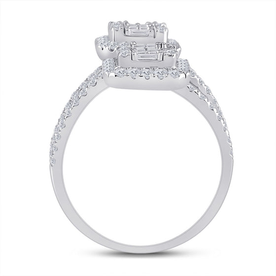 14k White Gold Womens Baguette Diamond Fashion Ring 1-1/2 Cttw