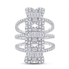 14k White Gold Womens Baguette Diamond Spiral Fashion Ring 1-7/8 Cttw