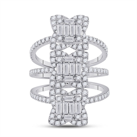 14k White Gold Womens Baguette Diamond Spiral Fashion Ring 1-7/8 Cttw