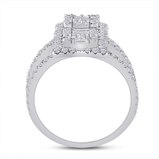14k White Gold Womens Baguette Diamond Spiral Fashion Ring 1-7/8 Cttw