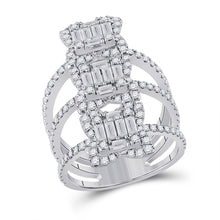  14k White Gold Womens Baguette Diamond Spiral Fashion Ring 1-7/8 Cttw
