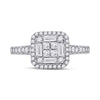 14k White Gold Womens Baguette Diamond Square Cluster Ring 3/4 Cttw