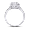 14k White Gold Womens Baguette Diamond Square Cluster Ring 3/4 Cttw