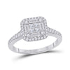 14k White Gold Womens Baguette Diamond Square Cluster Ring 3/4 Cttw
