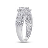 14k White Gold Womens Baguette Diamond Square Fashion Ring 1 Cttw