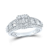 14k White Gold Womens Baguette Diamond Square Fashion Ring 1 Cttw