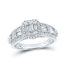  14k White Gold Womens Baguette Diamond Square Fashion Ring 1 Cttw