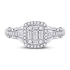 14k White Gold Womens Baguette Diamond Square Cluster Ring 1/2 Cttw