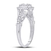 14k White Gold Womens Baguette Diamond Square Cluster Ring 1/2 Cttw
