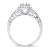 14k White Gold Womens Baguette Diamond Square Cluster Ring 1/2 Cttw
