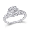 14k White Gold Womens Baguette Diamond Square Cluster Ring 1/2 Cttw