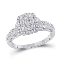  14k White Gold Womens Baguette Diamond Square Cluster Ring 1/2 Cttw