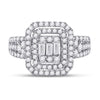 14k White Gold Womens Baguette Round Diamond Cluster Ring 1-1/5 Cttw
