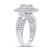 14k White Gold Womens Baguette Round Diamond Cluster Ring 1-1/5 Cttw