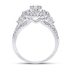 14k White Gold Womens Baguette Round Diamond Cluster Ring 1-1/5 Cttw