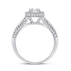 14k White Gold Womens Baguette Diamond Square Cluster Ring 1 Cttw