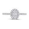 14k White Gold Womens Baguette Diamond Oval Cluster Ring 1/3 Cttw