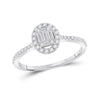 14k White Gold Womens Baguette Diamond Oval Cluster Ring 1/3 Cttw