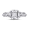 14k White Gold Womens Round Diamond Square Cluster Ring 7/8 Cttw