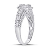 14k White Gold Womens Round Diamond Square Cluster Ring 7/8 Cttw
