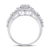 14k White Gold Womens Round Diamond Square Cluster Ring 7/8 Cttw