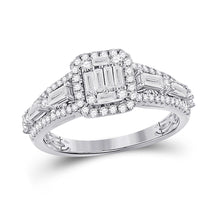  14k White Gold Womens Round Diamond Square Cluster Ring 7/8 Cttw