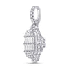14k White Gold Womens Baguette Diamond Quatrefoil Cluster Pendant 5/8 Cttw