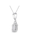 14k White Gold Womens Baguette Diamond Square Cluster Pendant 1/3 Cttw