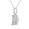 14k White Gold Womens Baguette Diamond Cluster Pendant 1/2 Cttw