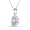 14k White Gold Womens Baguette Diamond Cluster Pendant 1/4 Cttw
