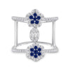 14k White Gold Womens Round Blue Sapphire Diamond Negative Space Band Ring 1 Cttw
