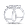 14k White Gold Womens Round Blue Sapphire Diamond Negative Space Band Ring 1 Cttw