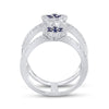 14k White Gold Womens Round Blue Sapphire Diamond Negative Space Band Ring 1 Cttw