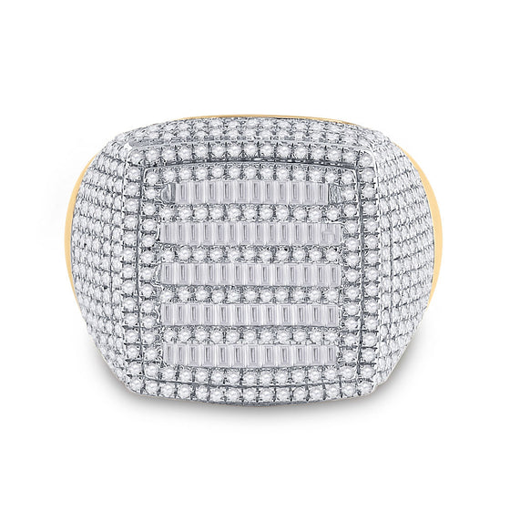 10k Yellow Gold Mens Baguette Diamond Square Ring 2 Cttw