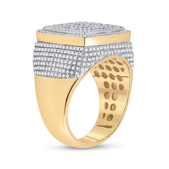 10k Yellow Gold Mens Baguette Diamond Square Ring 2 Cttw