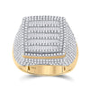 10k Yellow Gold Mens Baguette Diamond Square Ring 2 Cttw
