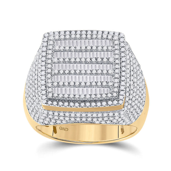 10k Yellow Gold Mens Baguette Diamond Square Ring 2 Cttw