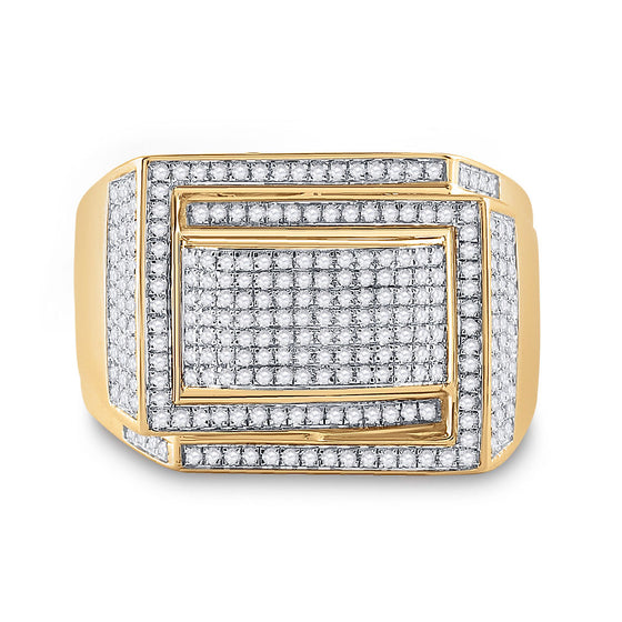 10k Yellow Gold Mens Round Diamond Domed Fashion Ring 3/4 Cttw