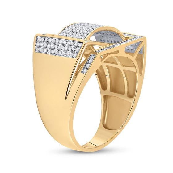 10k Yellow Gold Mens Round Diamond Domed Fashion Ring 3/4 Cttw