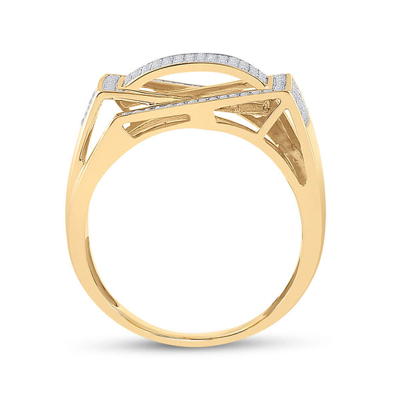 10k Yellow Gold Mens Round Diamond Domed Fashion Ring 3/4 Cttw