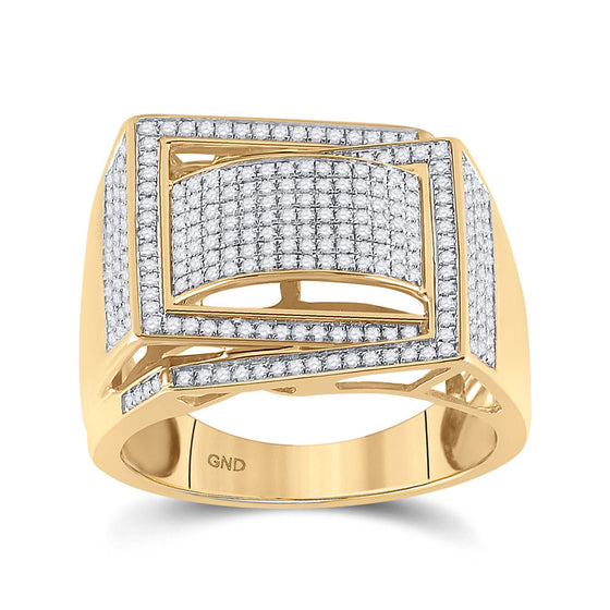10k Yellow Gold Mens Round Diamond Domed Fashion Ring 3/4 Cttw