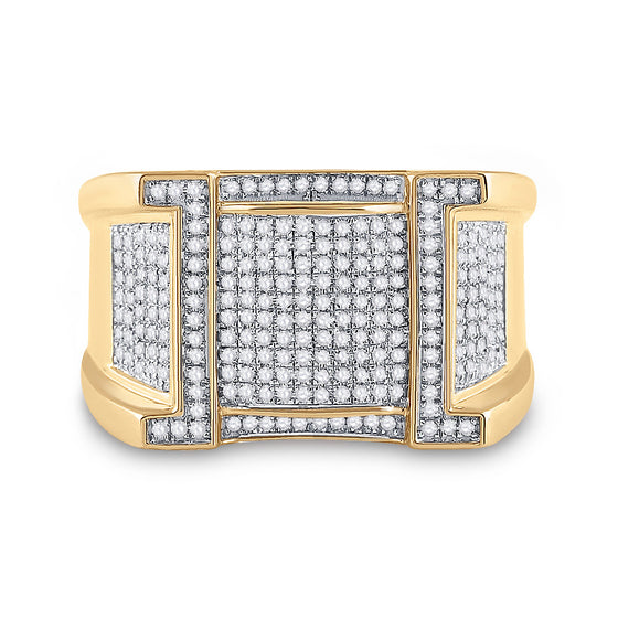 10k Yellow Gold Mens Round Diamond Band Ring 5/8 Cttw